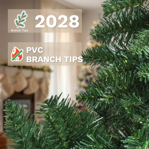 DWVO 9ft Green Spruce Artificial Christmas Tree with 2028 Tips