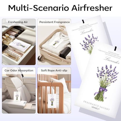 12 Pack Lavender Scented Sachets - Closet Deodorizer & Car Air Freshener