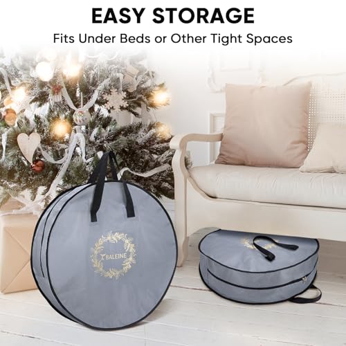 Christmas Wreath Storage Bag 2-Pack 30-Inch Holiday Organizer