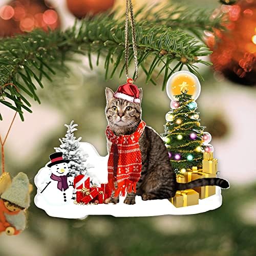 American Shorthaired Technically Cat Ornament - Acrylic Christmas Tree Hanging (Donawings) - 2023 Funny Cat Lover Xmas Decoration