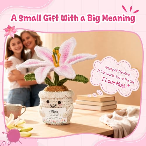 Handmade Crochet Lily Flower Gift for Mom - Emotional Support Desk Decor