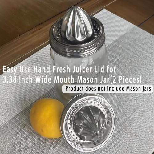 2-Pack Stainless Steel Citrus Juicer Lid for Wide-Mouth Mason Jars