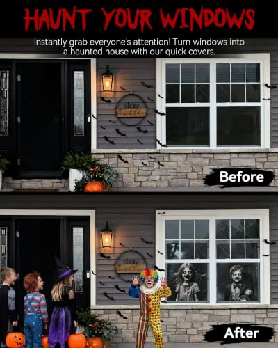 2pcs Halloween Ghost Window Covers, Scary Haunted House Porch Decor