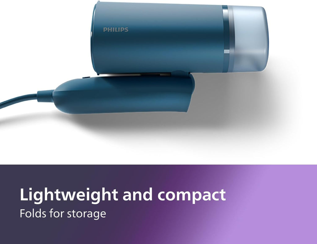 Philips 3000 Series Handheld Steamer - 1000W Power, 20 g/min Steam, Detachable 100ml Tank, Blue