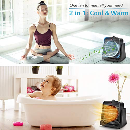 2-in-1 Portable Fan and Space Heater Combo for Desk and Indoor Use
