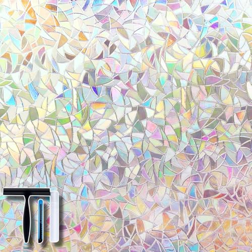 Stained Glass Rainbow Window Privacy Film - Static Cling, 17.5" x 78.7"