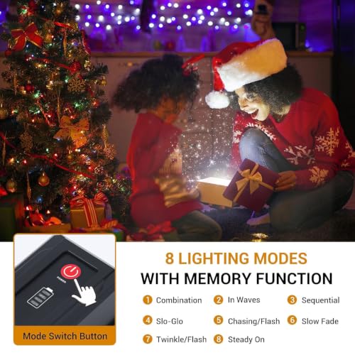 Marchpower 65.6FT Rechargeable Multicolor LED String Lights for Christmas