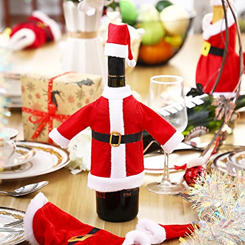 Irenare 8Pcs Santa Wine Bottle Covers & Hats Set – Christmas Bottle Decorations