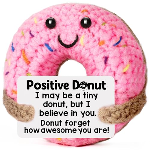 Handmade Crochet Donut Encouragement Gift - Positive Motivational Desk Decor