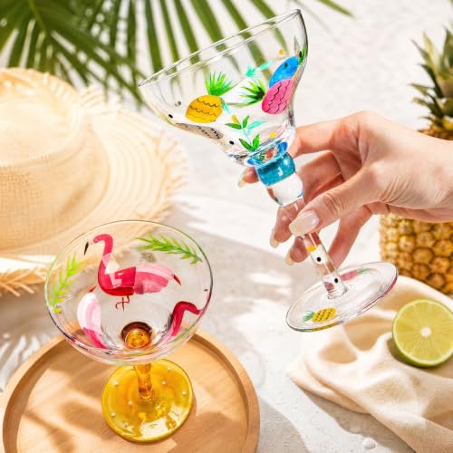 ZAVOOS Set of 2 10oz Hand-Blown Margarita Glasses - Mexican & Tropical Style