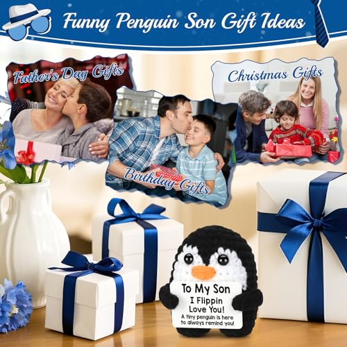 Handmade Crochet Penguin Gift for Son - Funny Pocket Buddy Keepsake