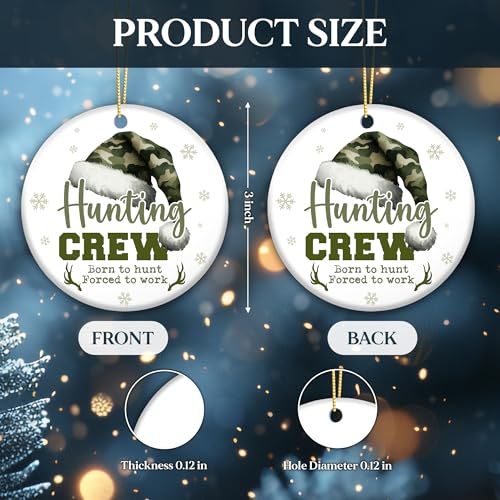 Born to Hunt Ornament – Funny Camouflage Santa Hat Deer Antler Holiday Gift