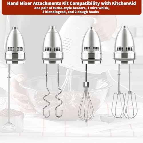 6-Piece Stainless Steel Hand Mixer Attachment Set for Kitchen Mixers