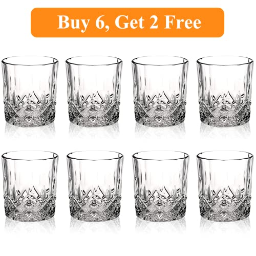 Heavy Base Whiskey Glasses Set of 8, 11 oz Old Fashioned Rocks Glasses