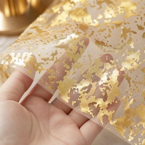 Veridra Gold Table Runner 32ft Sequin Glitter Foil Mesh - Gold / 32ft