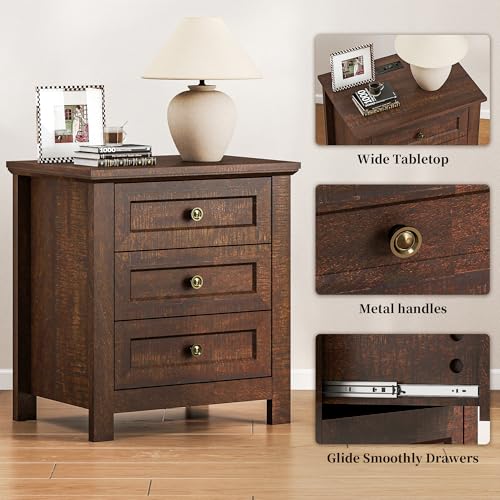 3-Piece Farmhouse Bedroom Furniture Set: 6-Drawer & 5-Drawer Dresser, Nightstand