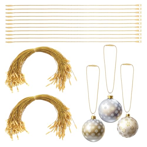 Gold Christmas Ornament Hanger Strings, 200count Precut 7.87in with Snap Ends