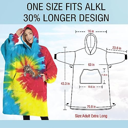 Touchbetter Reactive Rainbow Wearable Sherpa Blanket Hoodie - Oversized Cozy Hoodie Blanket