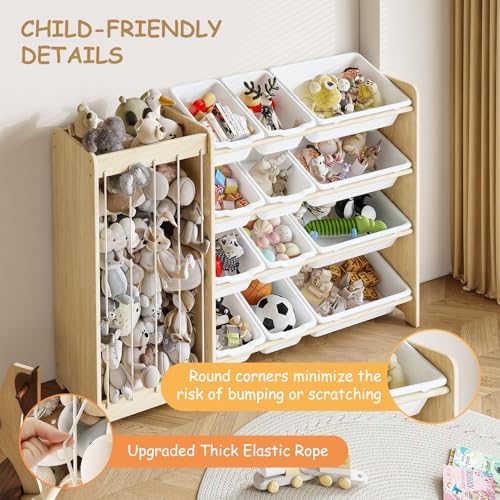 Kids Toy Storage Organizer with 12 Bins & Stuffed Animal Display Rack