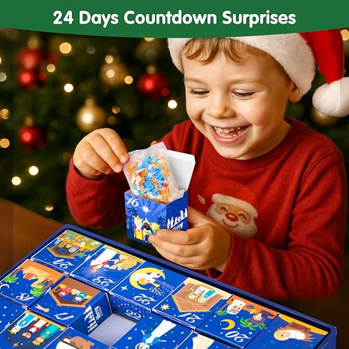 Nativity Scene Building Block Advent Calendar - 24-Day Christmas Countdown Set