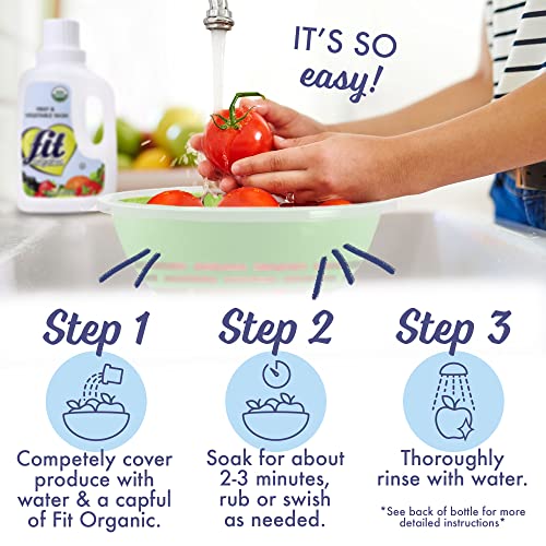 Organic Produce Wash Soaker - 32 Fl Oz Natural Fruit & Vegetable Cleaner