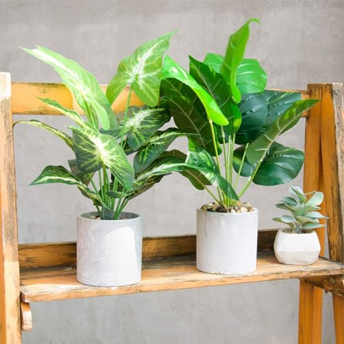 16-Inch Artificial Potted Plants, 2-Pack Faux Greenery for Desk Decor