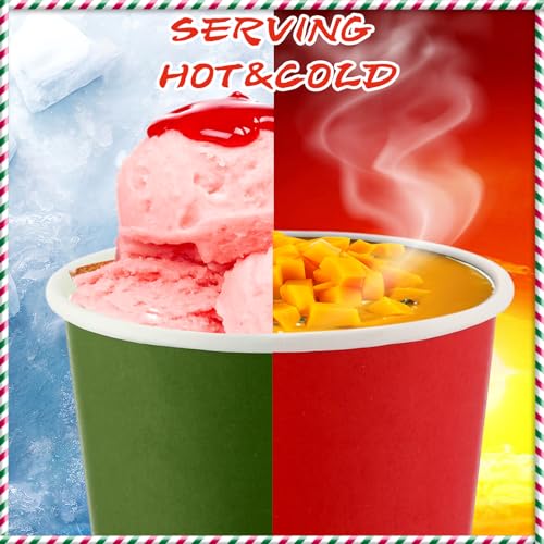 Umigy 300 Pack 9 oz Christmas Ice Cream Cups - Red & Green Disposable Dessert Bowls