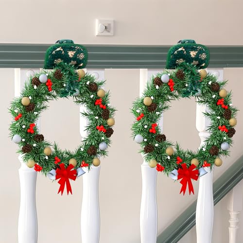 Purple Star 8 Pcs Green Railing Protection Garland Ties for Banister - Adjustable Non-Slip Garland Hangers