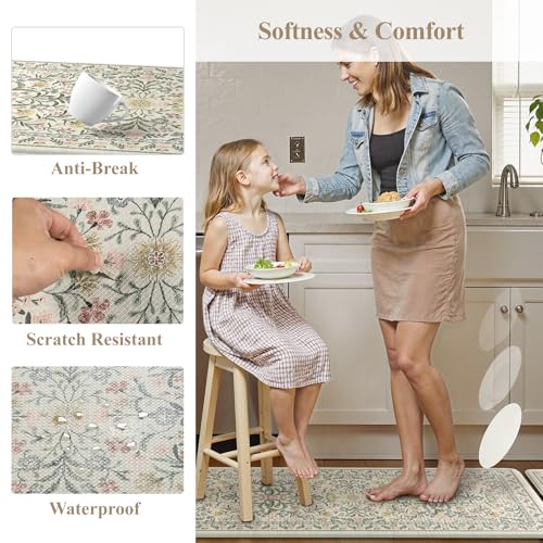 Anti-Fatigue Kitchen Floor Mats - 2 Piece Cushioned Waterproof Rug Set