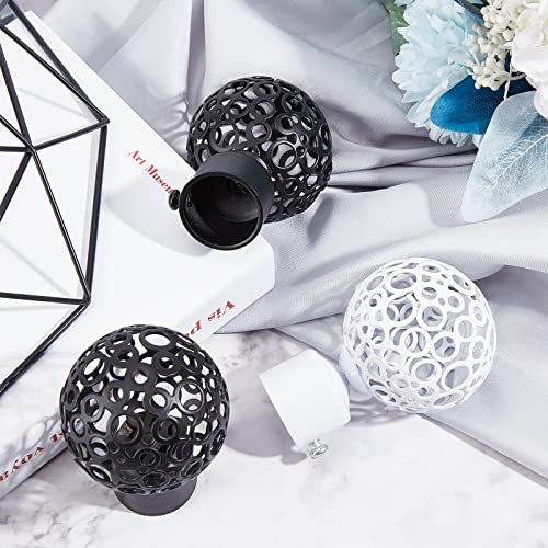 2pcs Decorative Curtain Rod Finials, 28mm Black Metal Ball Cage End Caps