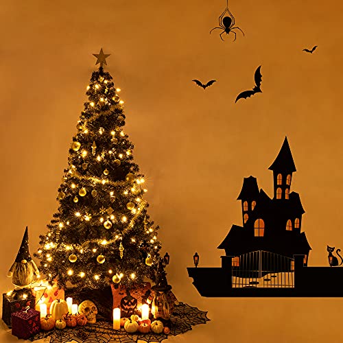 6 Ft Black Artificial Christmas Tree with Metal Stand & 1000 PVC Tips