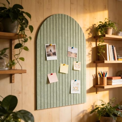 Large Arched Felt Bulletin Board Tiles - 36x24 Inch Sage Green Wall Decor
