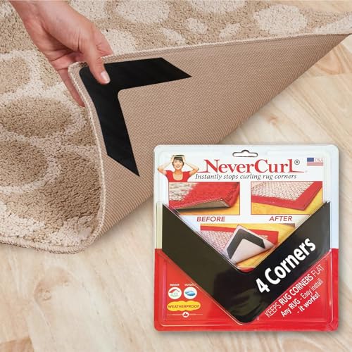 V-Shape Rug Corner Grippers, Anti-Curl Rug Weights - 4 Pack