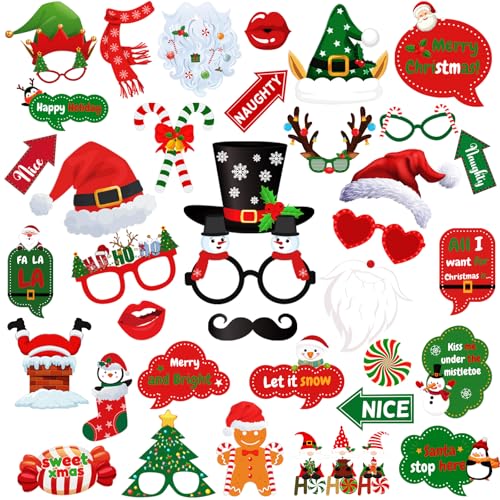 Christmas Photo Booth Props 36Pcs Holiday Party Decorations & Favors
