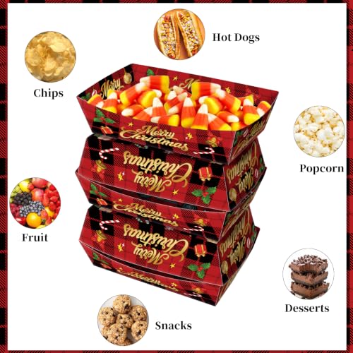 Christmas Car Food Trays 50 Pack - 2Lb Capacity, Multicolor, No Folding