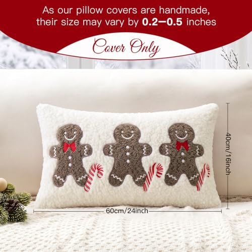 Artscope Gingerbread Man Lumbar Throw Pillow Cover 16x24 Inch - Festive Christmas Decor