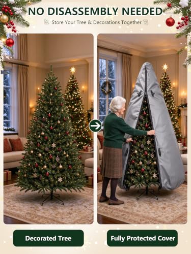 Hadisi Grey 9Ft Upright Christmas Tree Storage Bag with Support Rod Technology