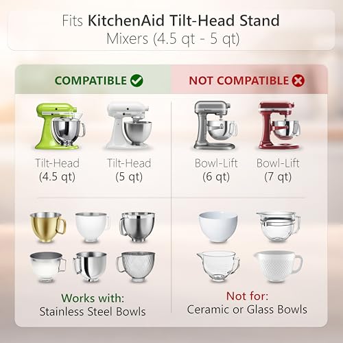 Silicone Bowl Liners for 5-Qt Stand Mixers, 3-Piece Set with Lids