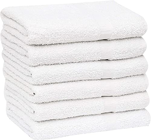 12-Piece White Cotton Blend Terry Bath Towels, 20x40 Inch Economy Gym Towels