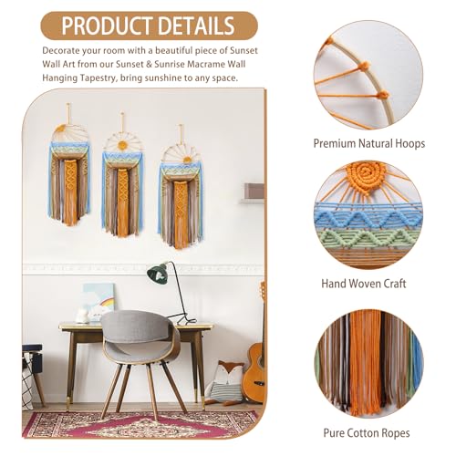 Handmade Macrame Wall Hanging Tapestry - Boho Sun Dream Catcher Decor