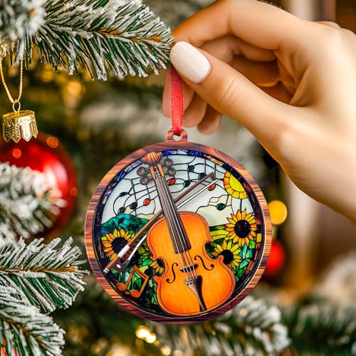Cello Christmas Ornament - Wooden & Acrylic Holiday Tree Decor - Cello Variation