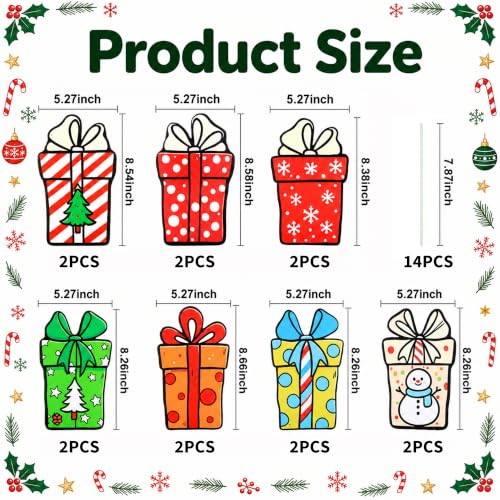 14PCS Christmas Gift Box Tree Picks Decorations Red & Green Holiday Ornaments