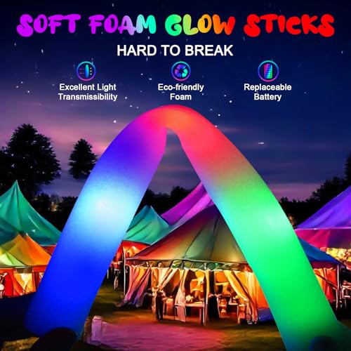 HONLYNE 46 PCS Foam Glow Sticks with 3 Modes - Colorful LED Foam Light Up Party Sticks
