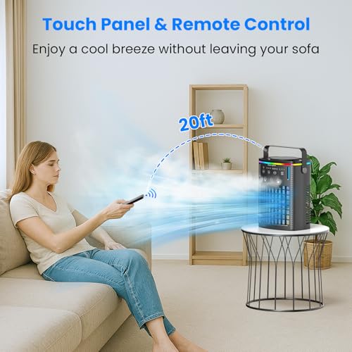 Portable Air Conditioner Fan with Remote, 1000ml Mini Evaporative Cooler