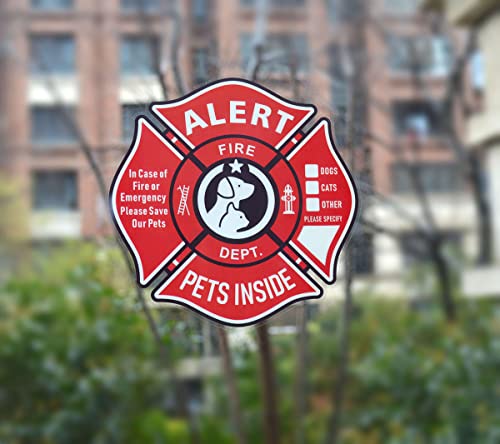Pet Alert Stickers - 6 Pack Static Cling Window Decals for Emergency Rescue