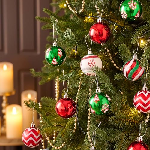 30-Piece Christmas Ornament Set - 2.36 Inch Shatterproof Hanging Tree Balls