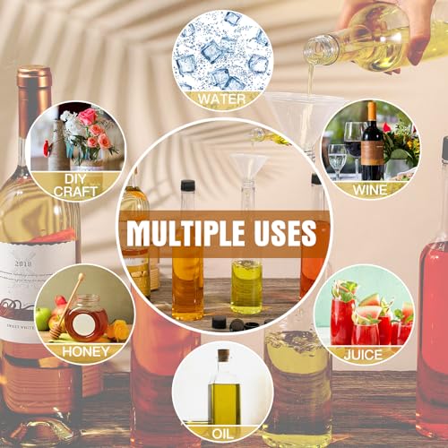 Tioncy 20 Pcs 15 oz Plastic Long Neck Coquito Bottles with Screw Caps - Clear