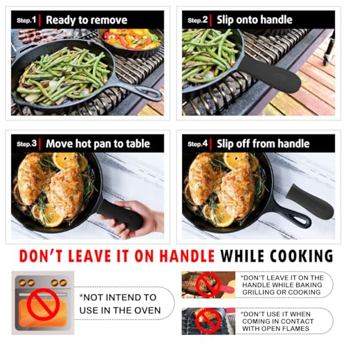 2-Pack Silicone Cast Iron Skillet Handle Covers - Heat-Resistant Grip