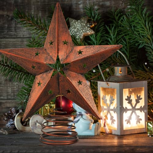 Halloscume 11 Inch Extra Large Rustic Christmas Star Tree Topper - Rustic Star
