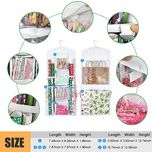 Double-Sided Gift Wrap Organizer Hanging Storage Bag for Wrapping Paper